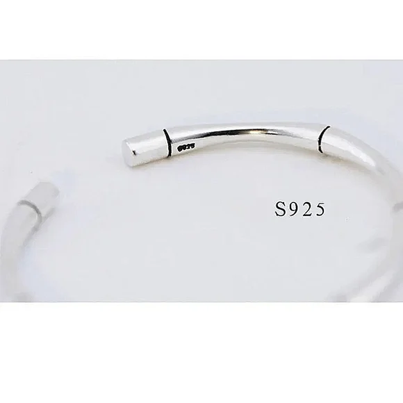 MEN | NEW Small Solid Bamboo S925 Adjustable Cuff Bracelet - Picture 10 of 16